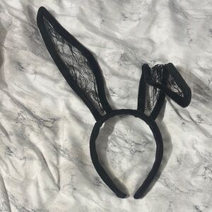 Black Lace Bunny Ear Headband